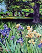 Iris and Big Oak Tree